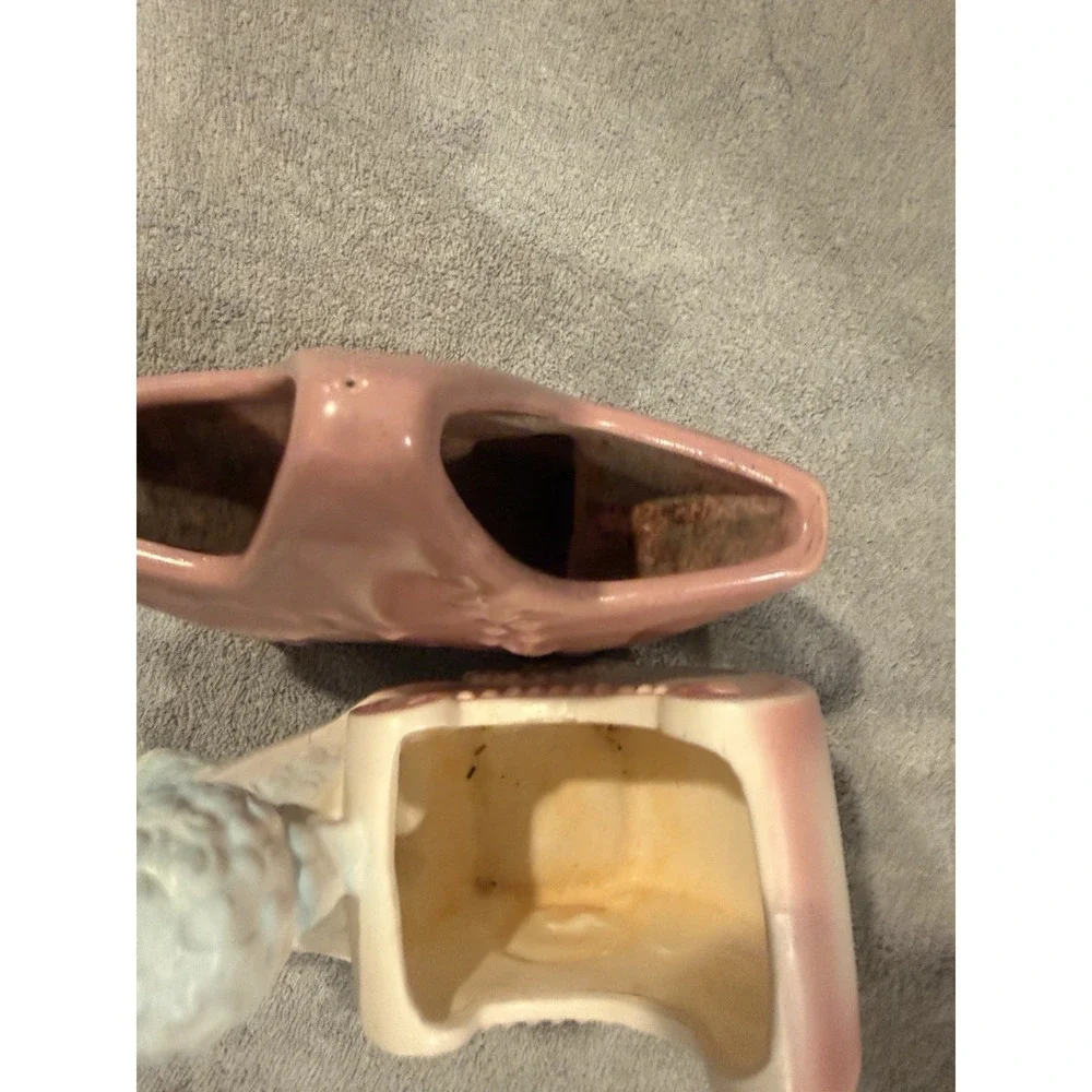 Vintage 1950s Abingdon Pottery Pink Star Vase / Planter & Lamb Baby Buggy Inarco